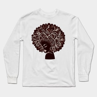 Afrocentric Woman With Afro Hair Long Sleeve T-Shirt